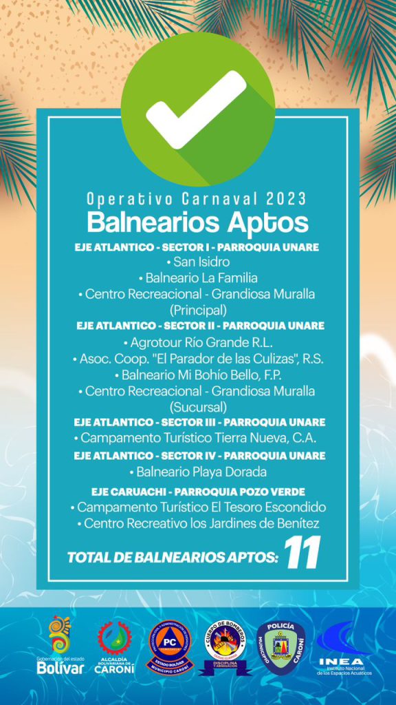 11 balnearios están aptos en Caroní para este Carnaval