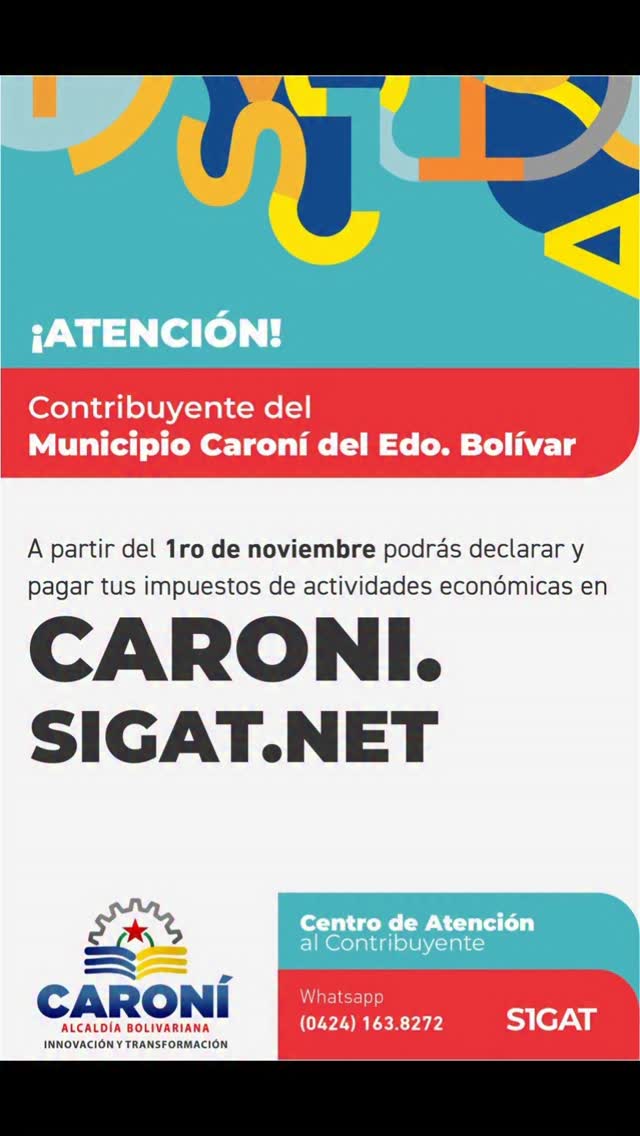 ¡ATENCIÓN!  Contribuyente del municipio Caroní, ¡tenemos una noticia importante!

​📢 Noveda...
