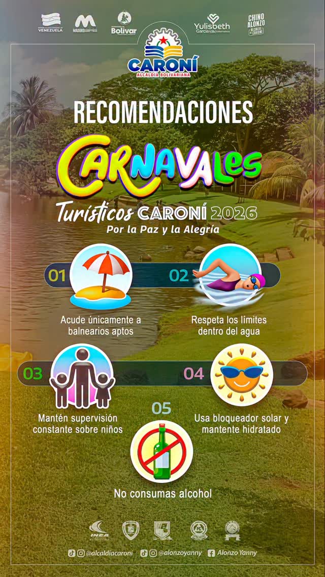 ​¡Disfruta de unos Carnavales Turísticos Caroní 2026 seguros y llenos de alegría! 

Te invitam...