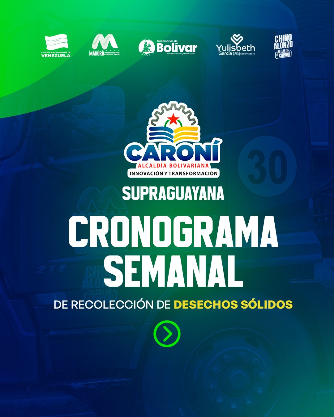 ¡Cronograma semanal de recolección de desechos sólidos!

A partir de hoy lunes 16/03 se iniciará...