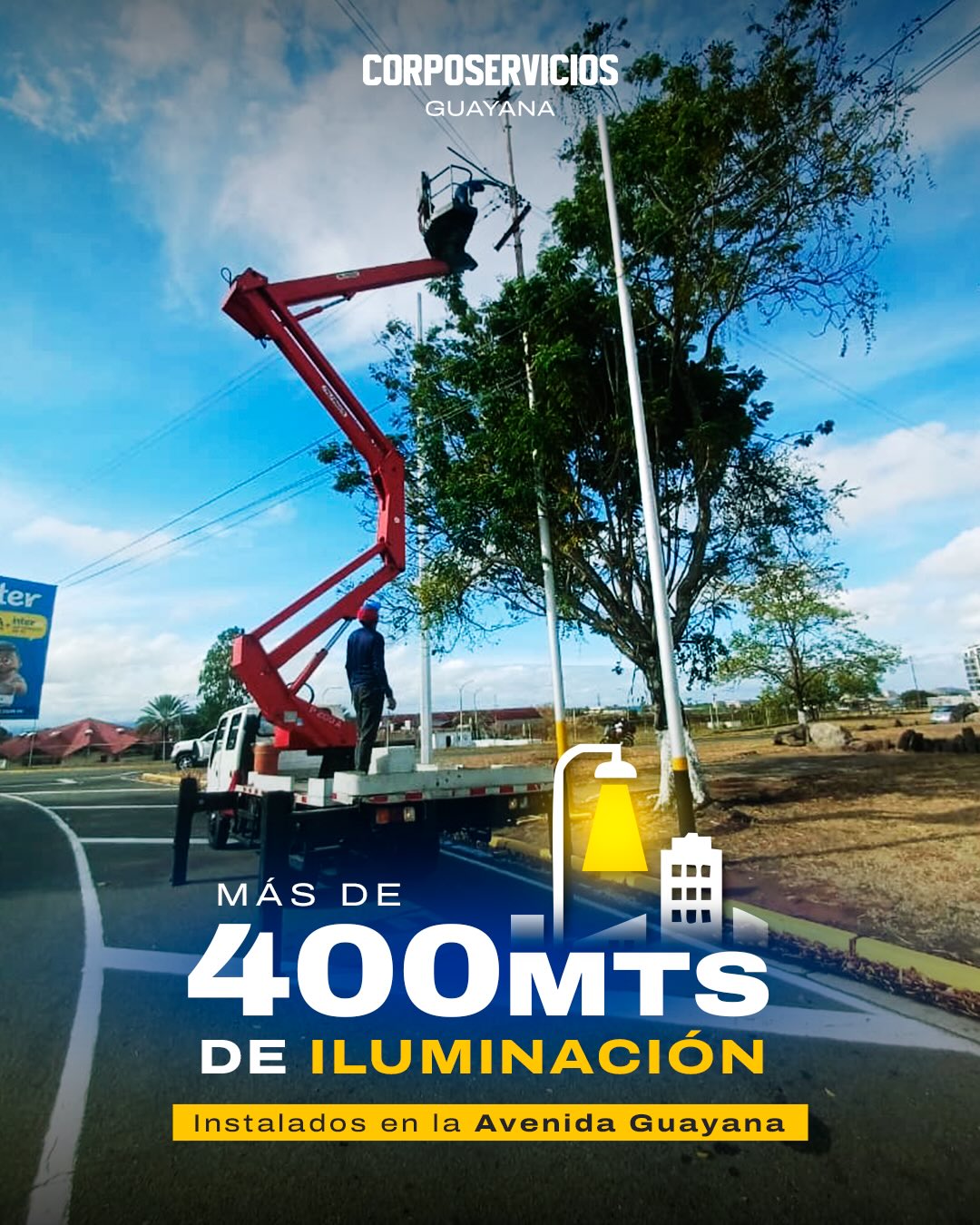 ➕Más  de 400m de iluminación para la avenida Guayana 💡

Cada día trabajamos para transformar...