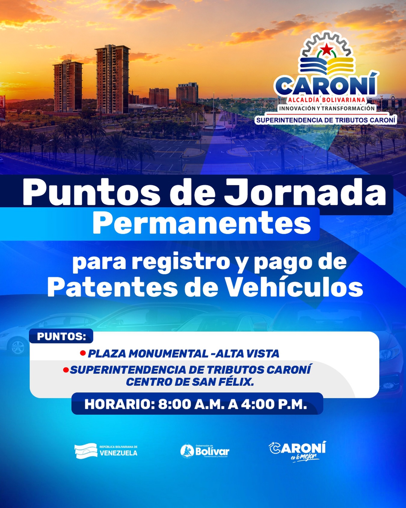 ¡Atención contribuyentes del Municipio Caroní!
Les recordamos que están activas las jornadas per...