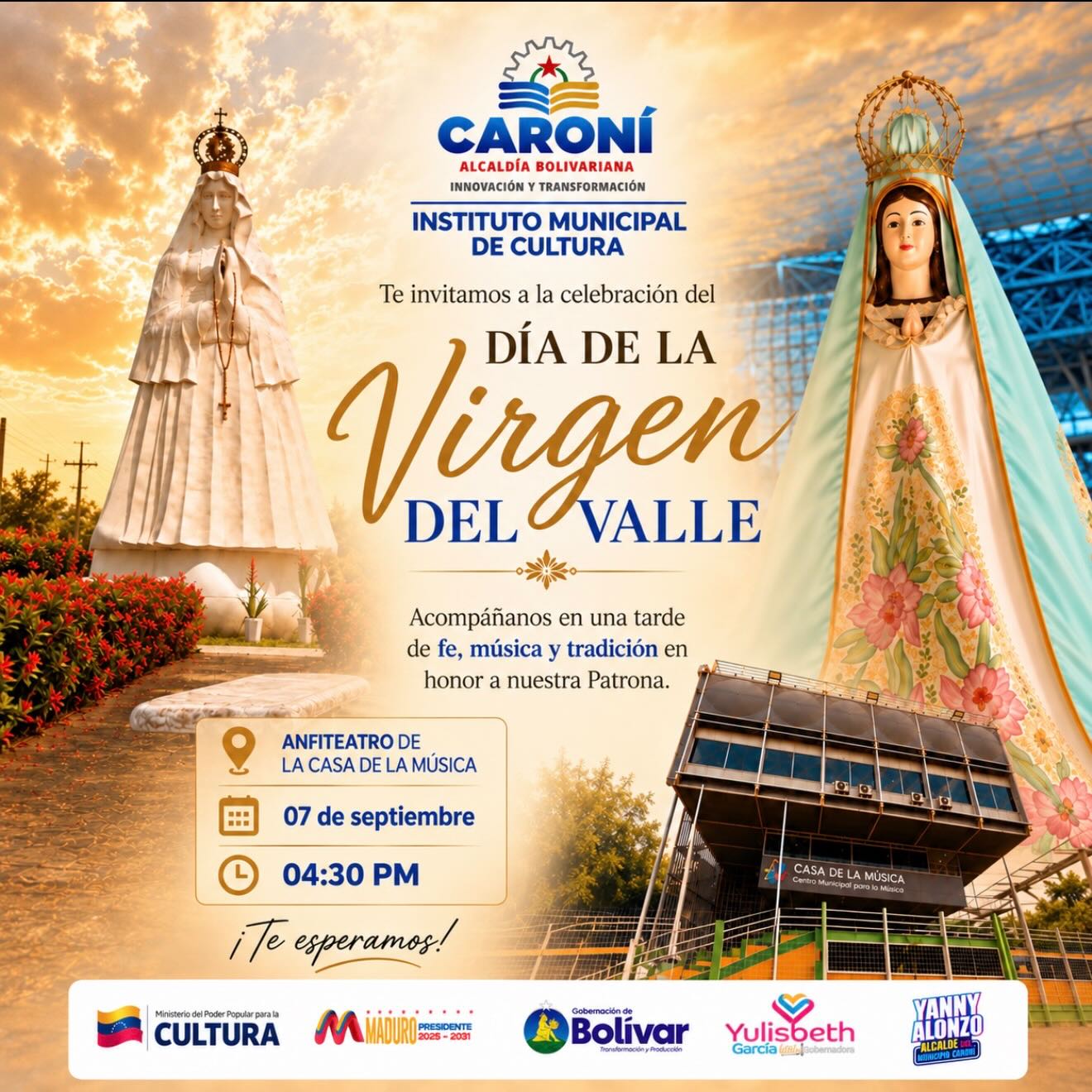 ¡CELEBREMOS A LA VIRGEN DEL VALLE JUNTO A NUESTRO PUEBLO!
​El Instituto Municipal de Cultura, baj...